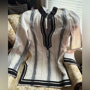 Tory Burch Striped Linen Tunic